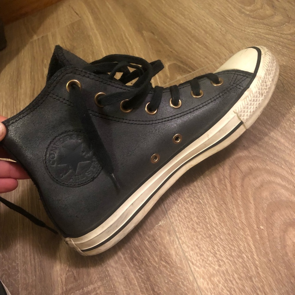 Metallic leather chuck Taylor’s hi top converse
